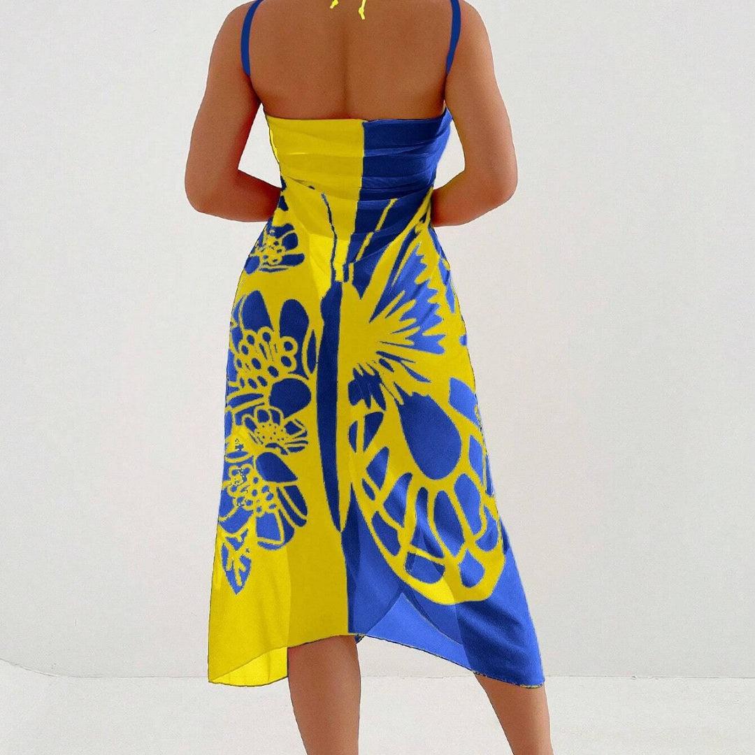 Dame Floral Print Schwimmeddelskjole Stilla