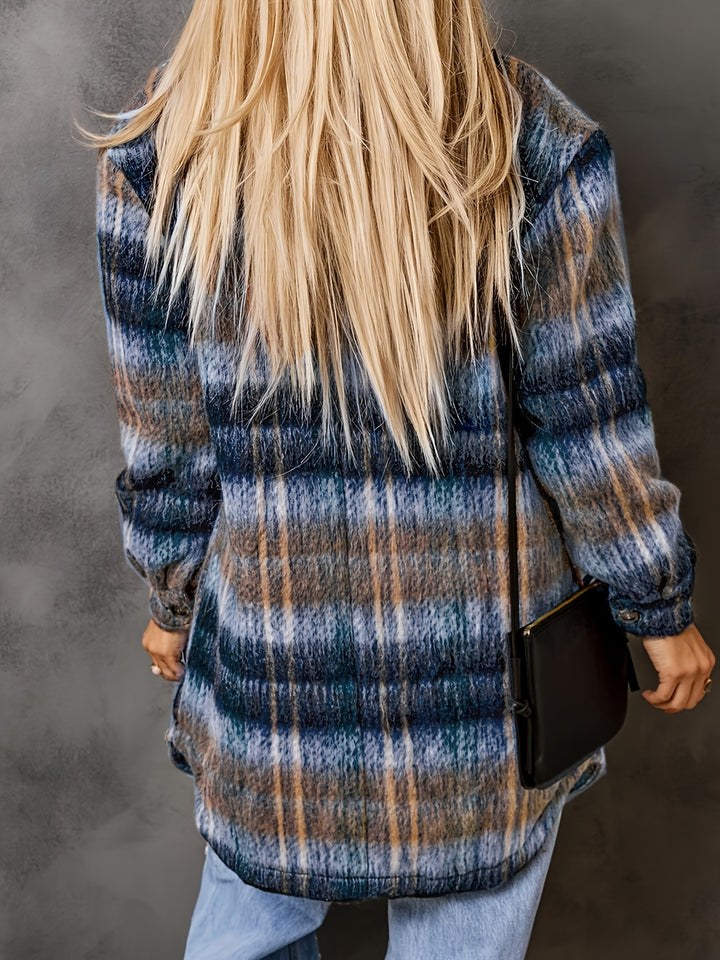 Dame Overshirt-jakke med afslappet ternet design og blødt inderfor Stilla