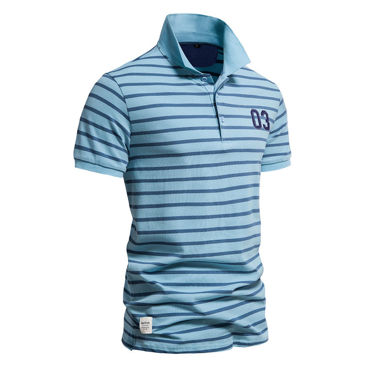 Herrer Poloshirt med moderne stribemønster og åndbar fugttransport Stilla