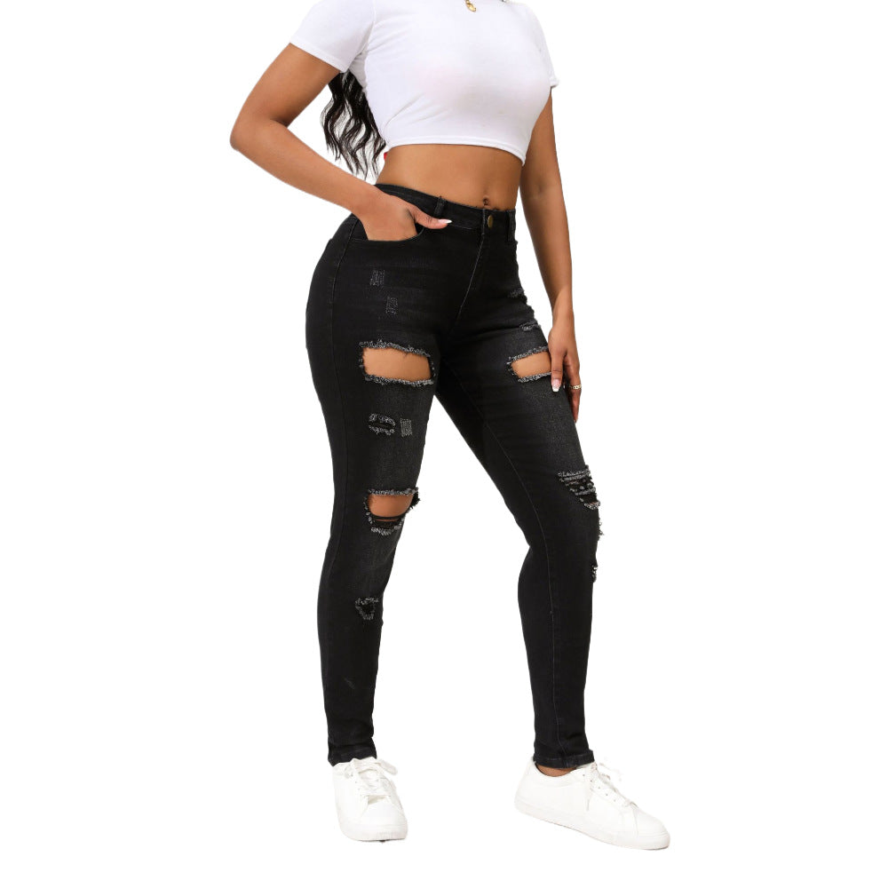 Dame Ripped Skinny Jeans med høj talje Stilla