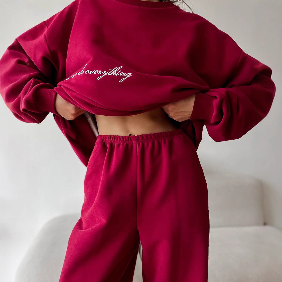 Kvinders behagelige fritids-sweatsuit med elastisk talje og oversized snit Skovae