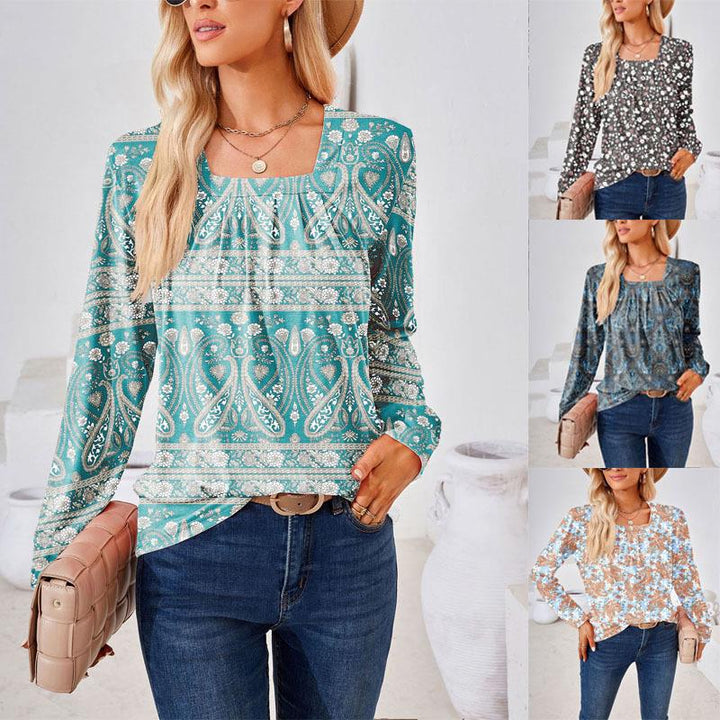 Dame Elegant blomsteret bluse med lange ærmer Stilla