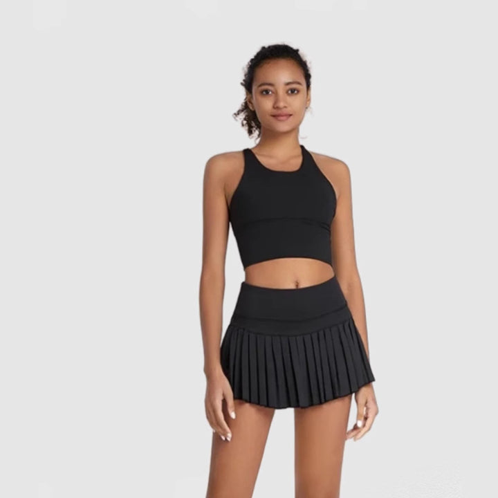 Dame Sporty Plisseret Nederdel med elastisk Talje og Sidelommer Stilla