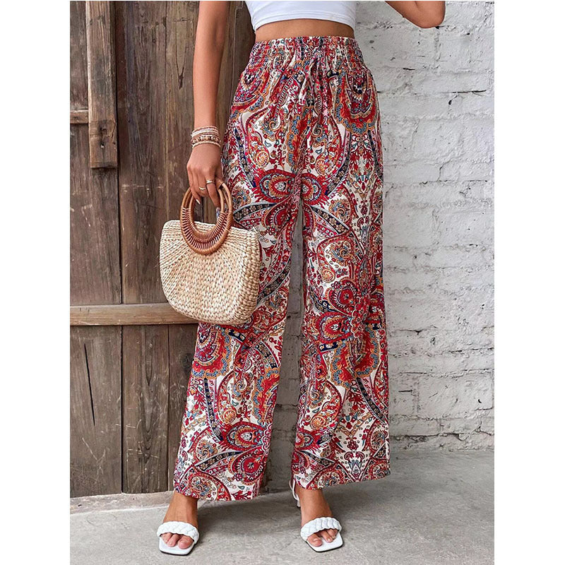 Dame Relaxed Fit Bohemian Tryk Bukser Stilla