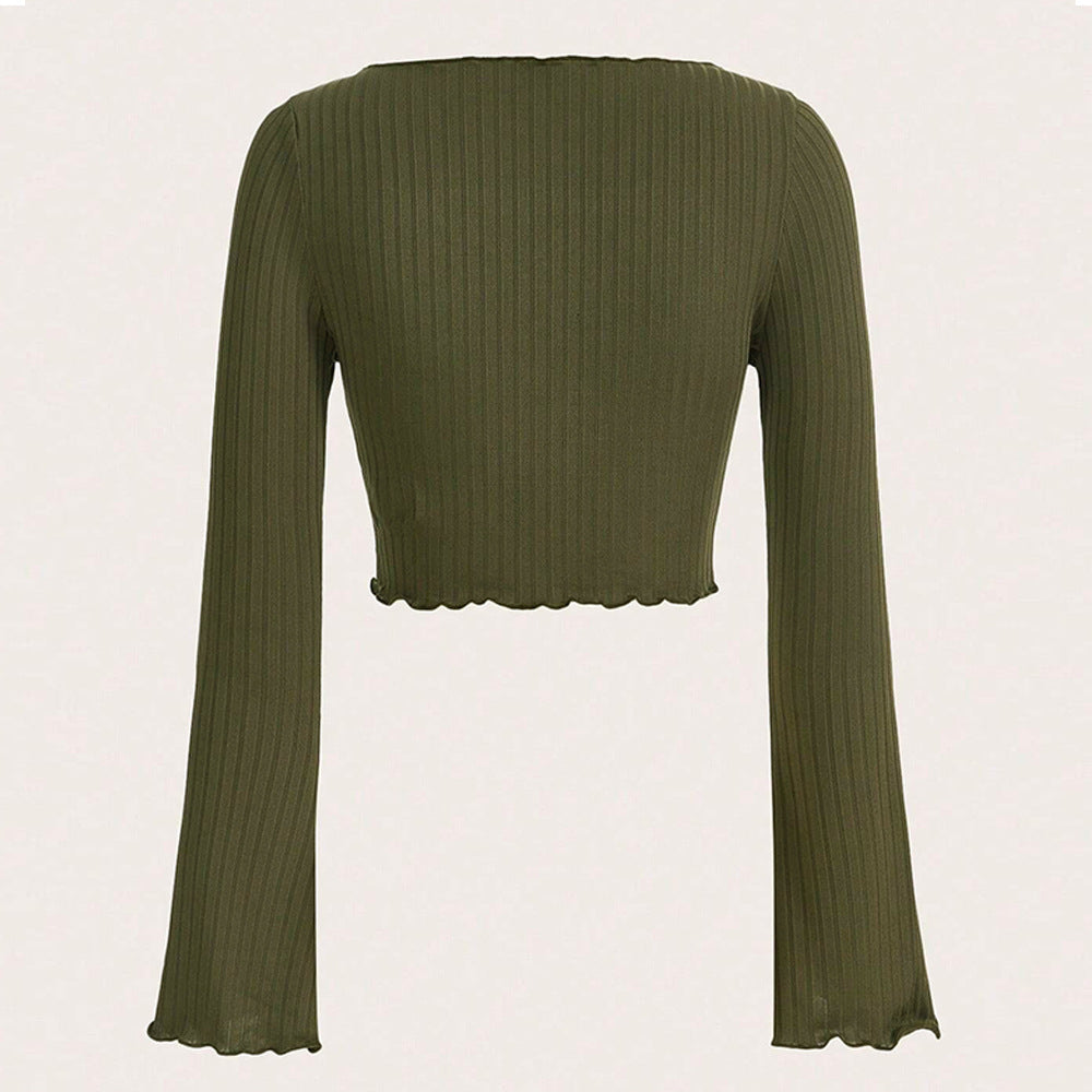 Kvinders cropped langærmet skjorte med asymmetrisk nederdel og stilige rynkedetaljer Stilla