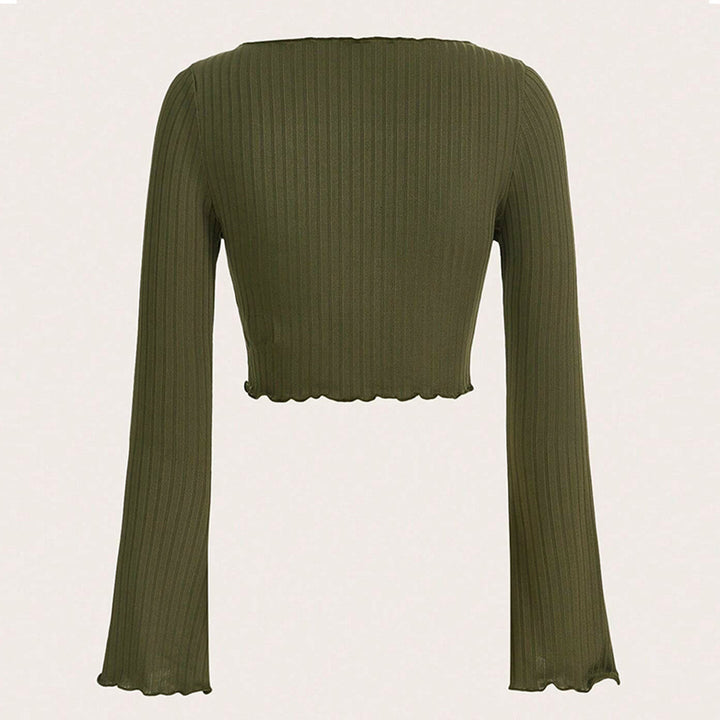 Kvinders cropped langærmet skjorte med asymmetrisk nederdel og stilige rynkedetaljer Stilla