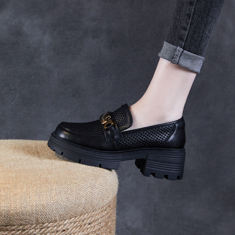 Femme Stilige Perforerede Slip-On Loafers med Chunky Sål Stilla