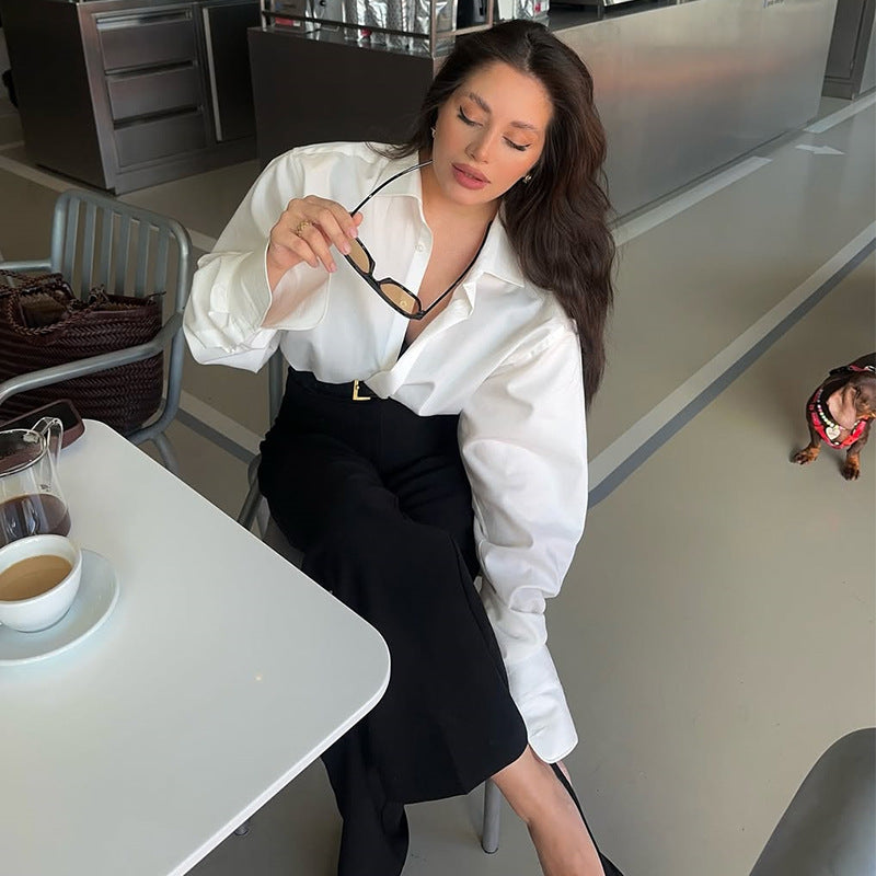 Dame Elegant oversized bluse lavet af høj kvalitets bomuld Stilla