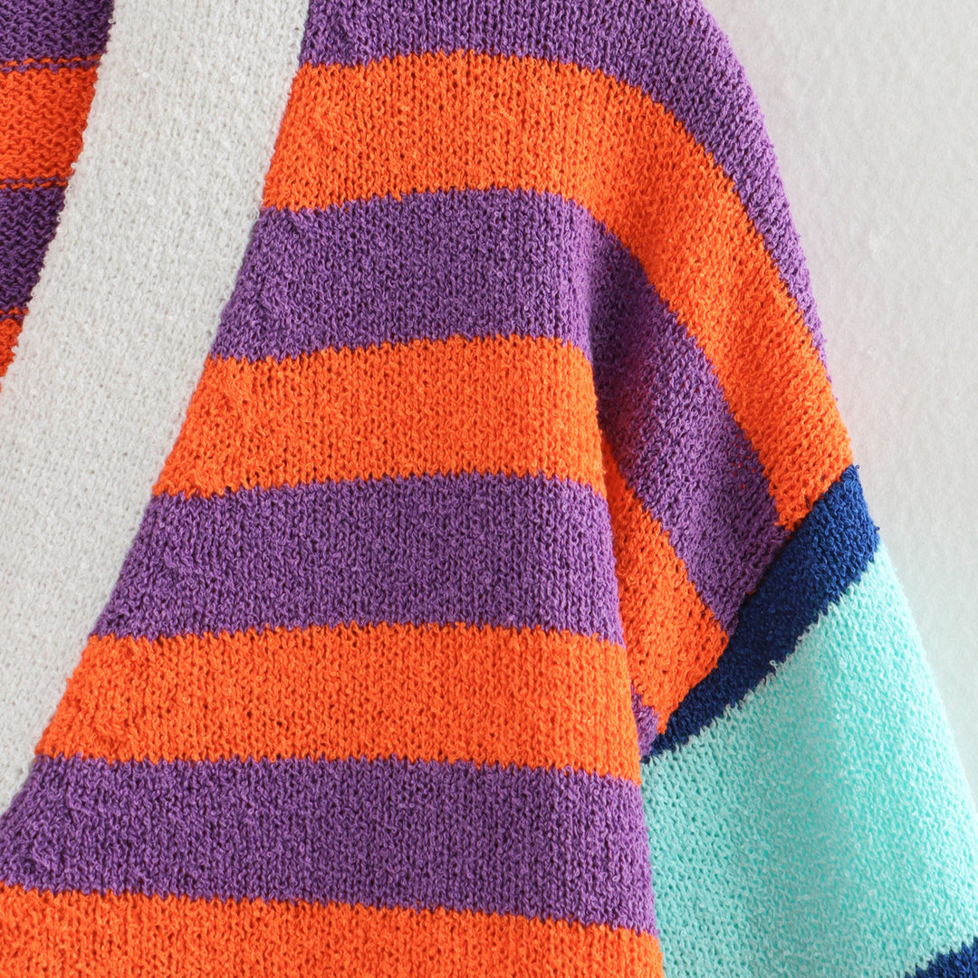 Femme Cozy Stribet Cardigan Pullover Stilla