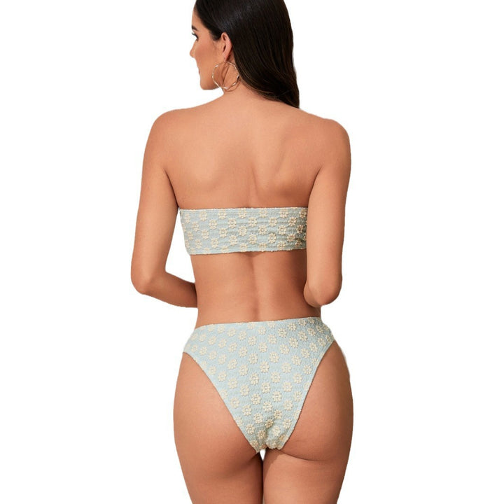 Dame bandeau-bikini-sæt med legesygt blomsterdesign og justerbare stropper Stilla