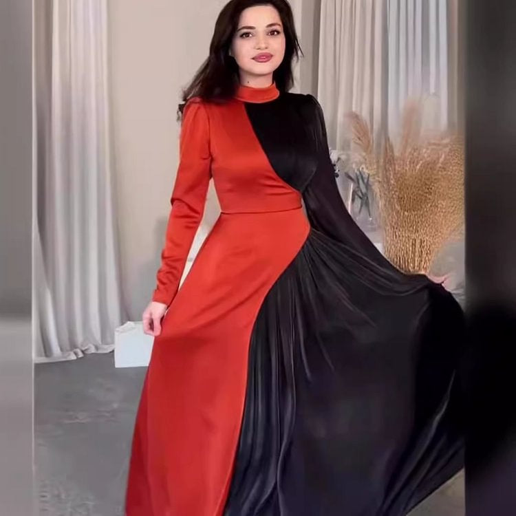 Dame elegant og asymmetrisk aftenkjole med plissé detaljer Skovae