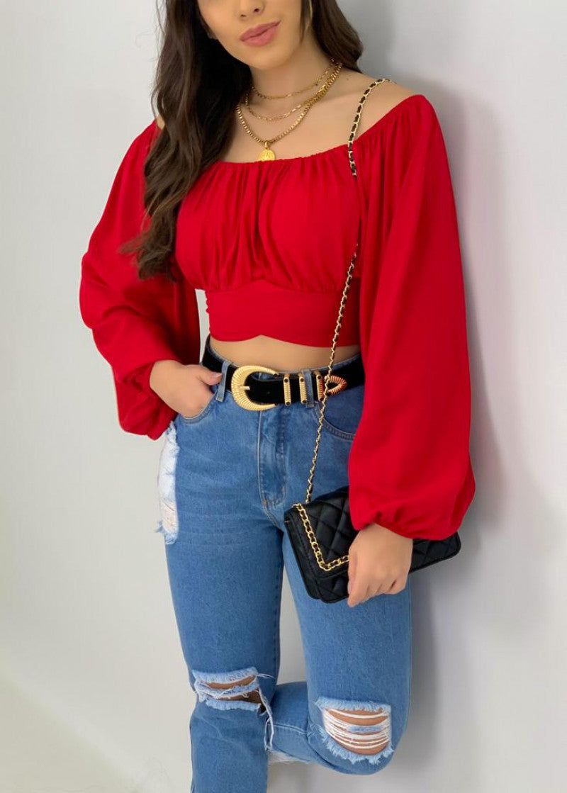 Femme Stilfuld Off-Shoulder Crop Top Stilla