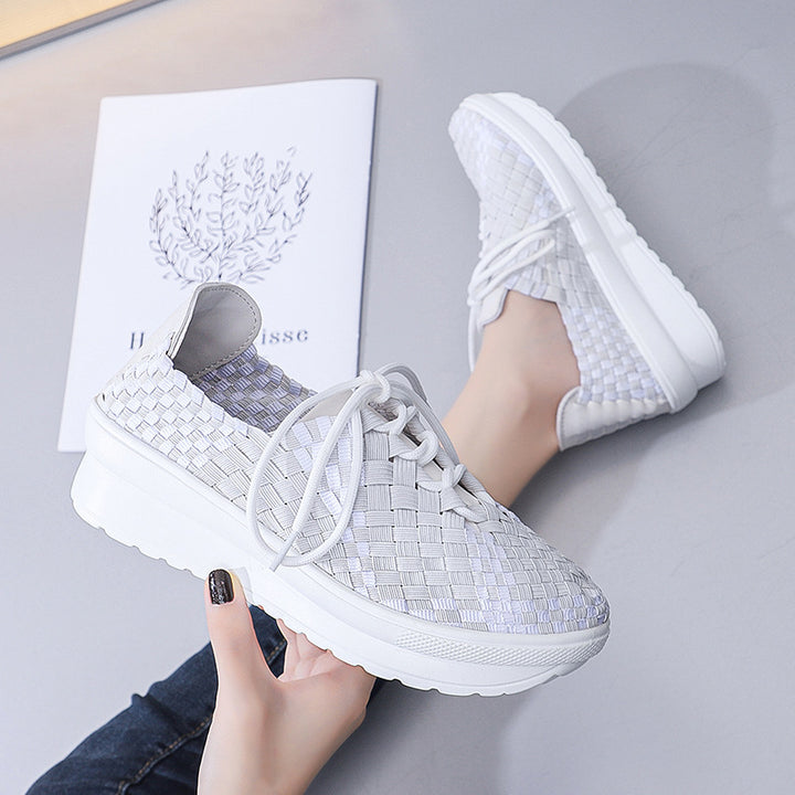 Dame Woven Casual Sneakers med forhøjet sål og åndbart design Stilla