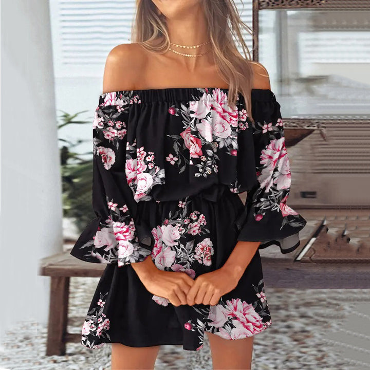 Dame Off-Shoulder Bluse med blomster mønster Stilla