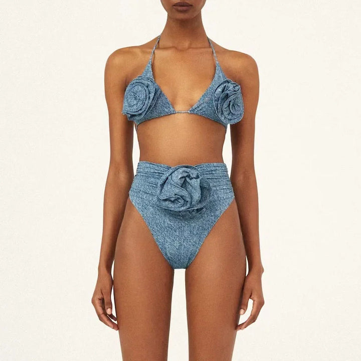 Dame bikini-sæt med blomsterdesign og elegant indpakningsskørt Stilla
