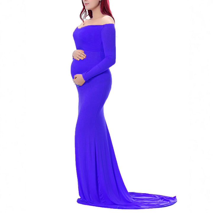 Elegant graviditetskjole til kvinder med off-shoulder design Stilla