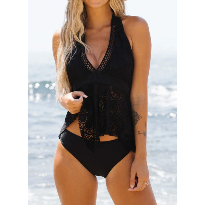 Dame Tankini-sæt med elegant spidsetop Stilla