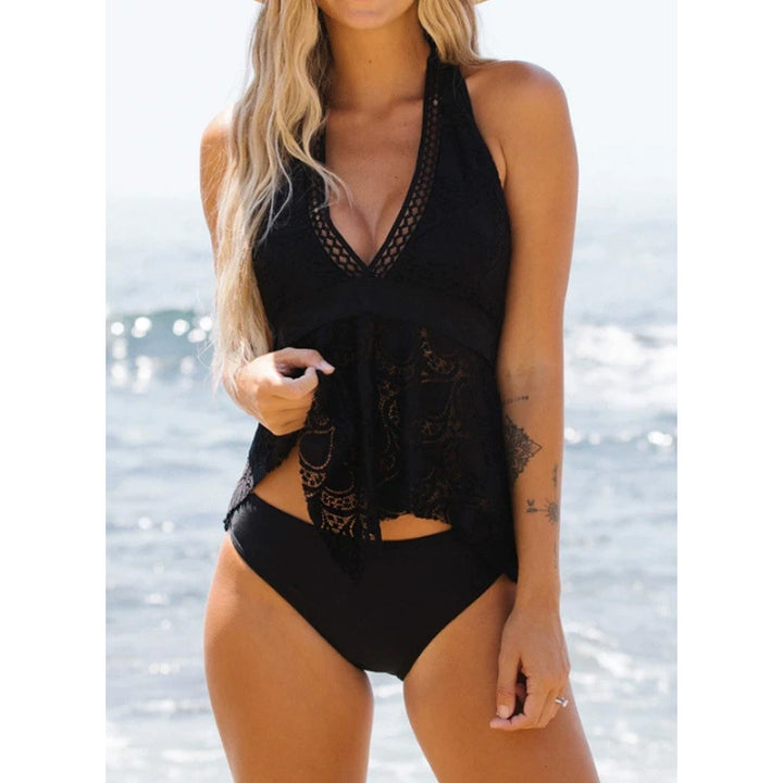 Dame Tankini-sæt med elegant spidsetop Stilla