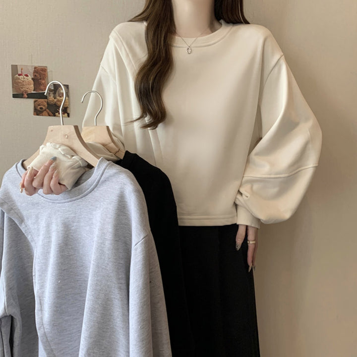 Femme Korte Afslappet Passende Sweatshirt med Puffærmer Stilla
