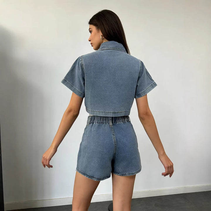 Dame Crop-Top og Mini-nederdel Sæt i afslappet stil Skovae