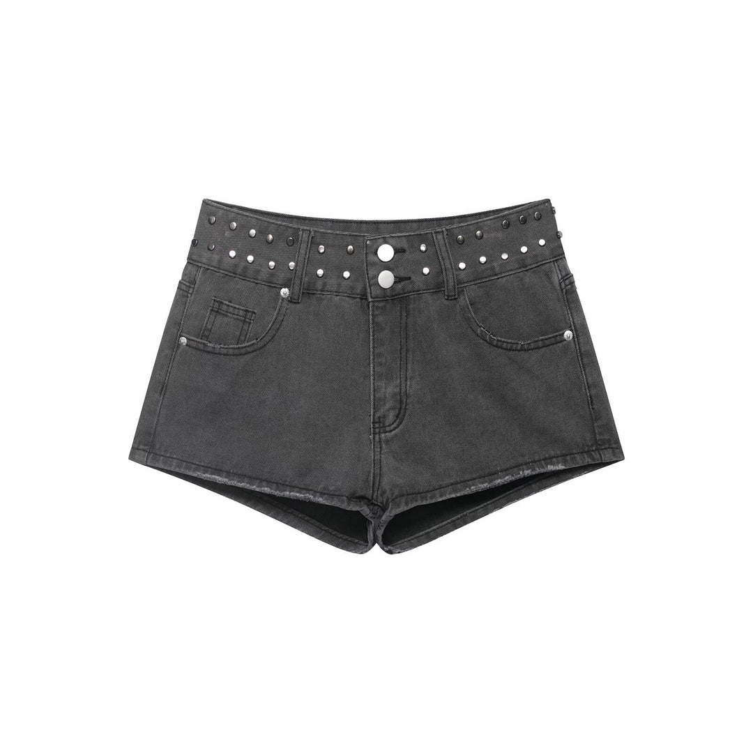 Dame stilfulde shorts med metalliske detaljer og høj talje Skovae