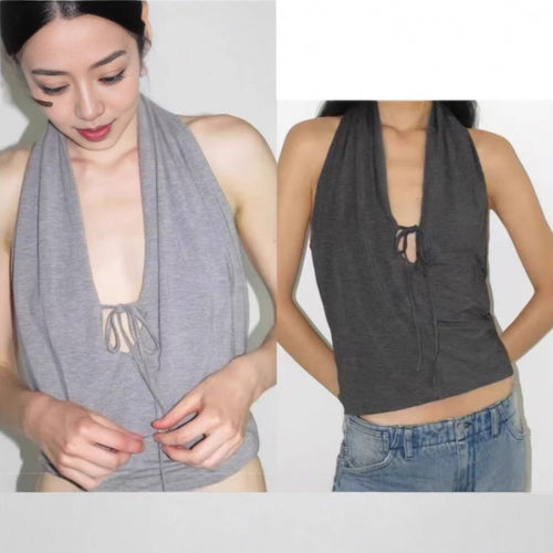 Dame Cropped Halterneck Top med justerbar snor Stilla