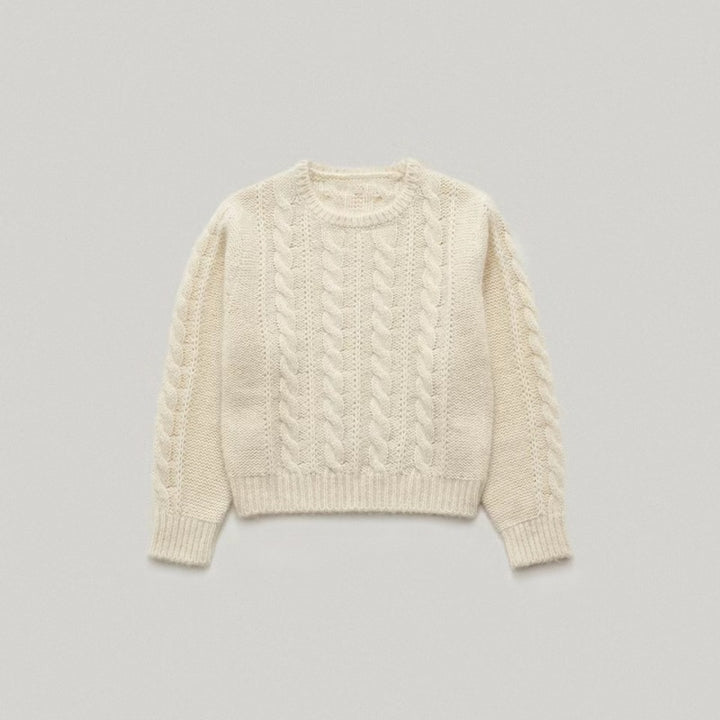 Damer hyggelig strikket sweater med kabelmønster Stilla