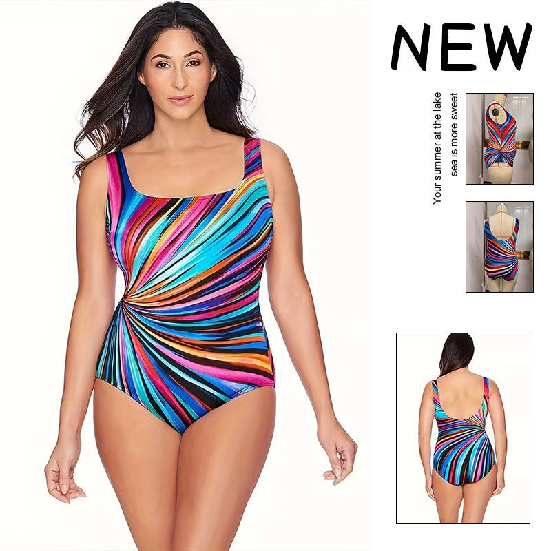 Dame Elegant skåret badedragt med iøjnefaldende grafikdesign Skovae