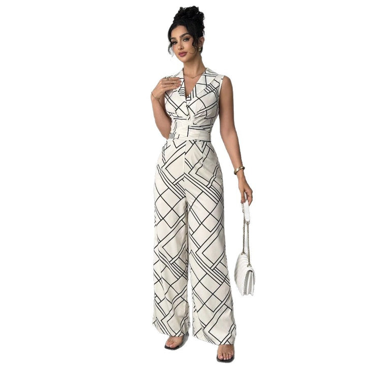 Damer Elegant jumpsuit med geometrisk mønster og figursyet pasform Skovae