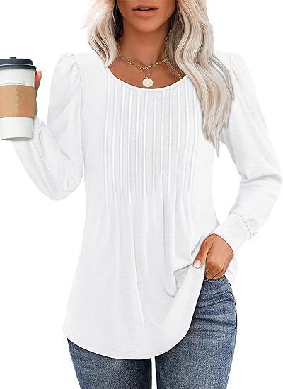Dame elegant langærmet bluse skjorte med rynk Stilla