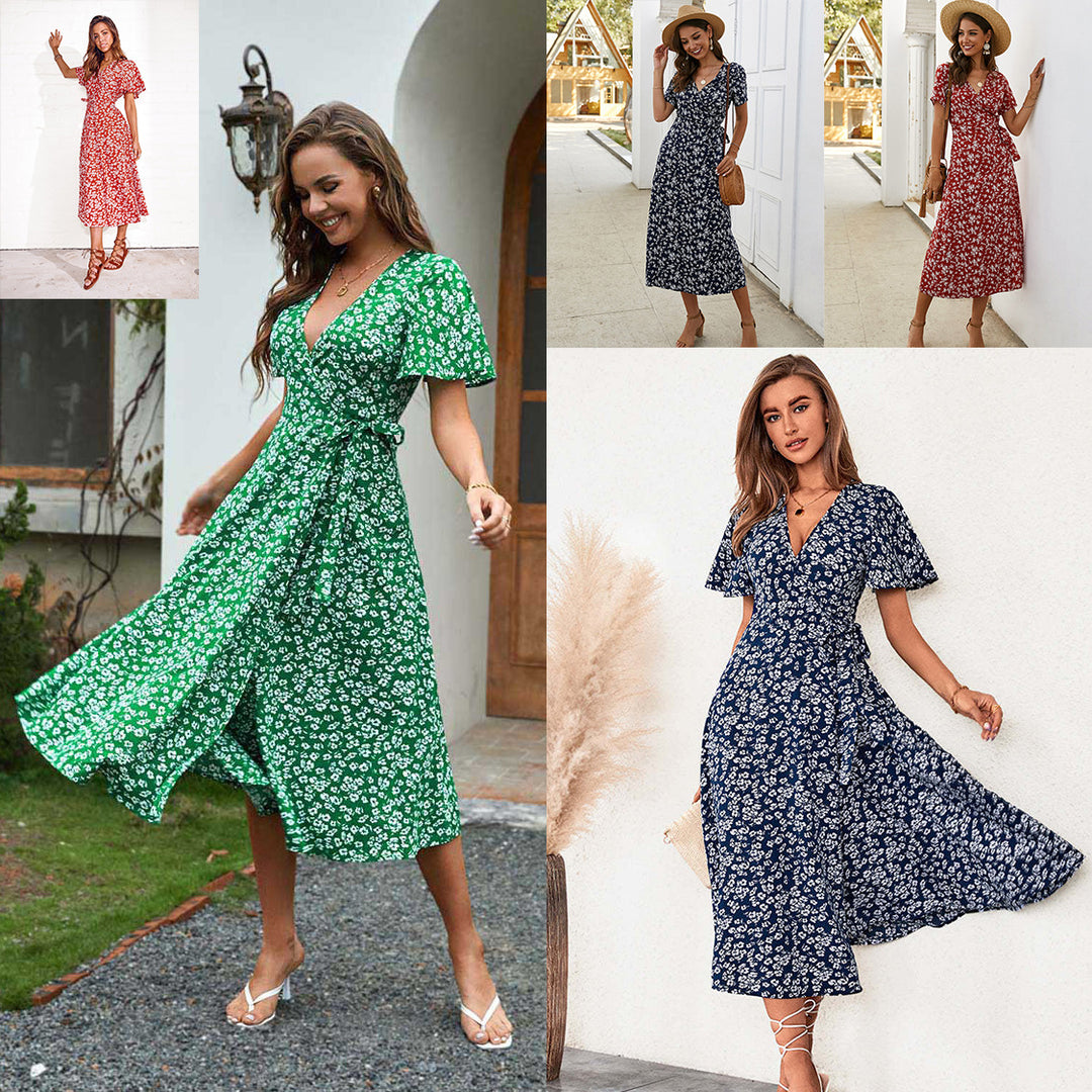 Dame Floral Wrap Maxi Kjole Stilla 1751507269