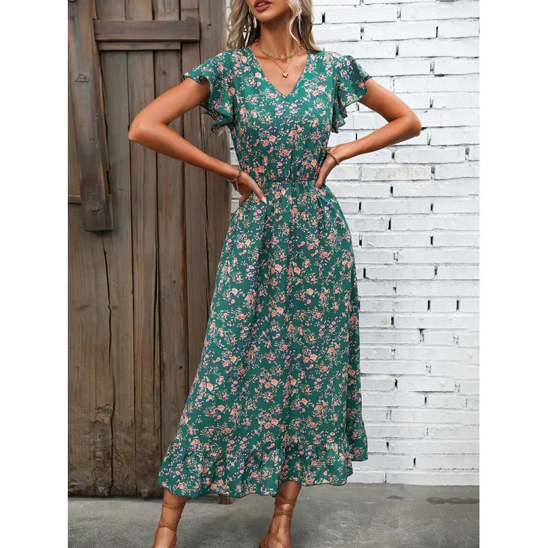 Dame Midi kjole med blomsterdesign Skovae