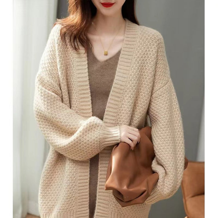 Kvinders afslappede strik cardigan med oversize snit og specielle teksturer Stilla