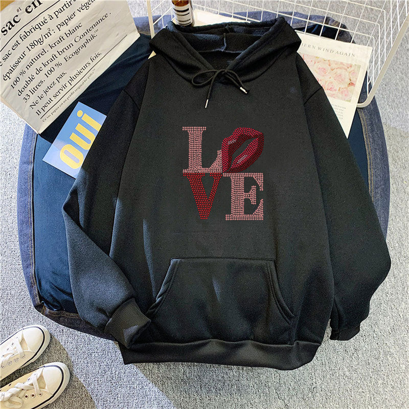Kvinders hoodie med kreativ læbe-design Skovae