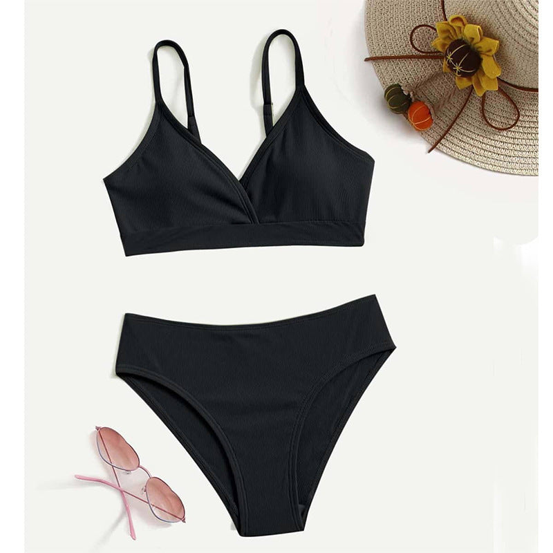 Dame bikini sæt med raffineret ribdesign og høj talje Stilla