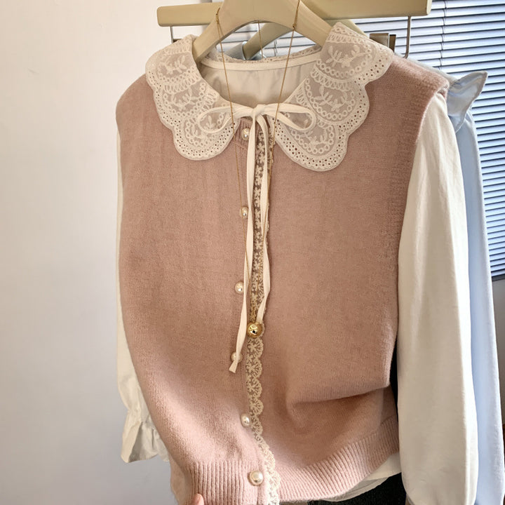 Femme Spidsbesat Button-Up Strikvest Stilla