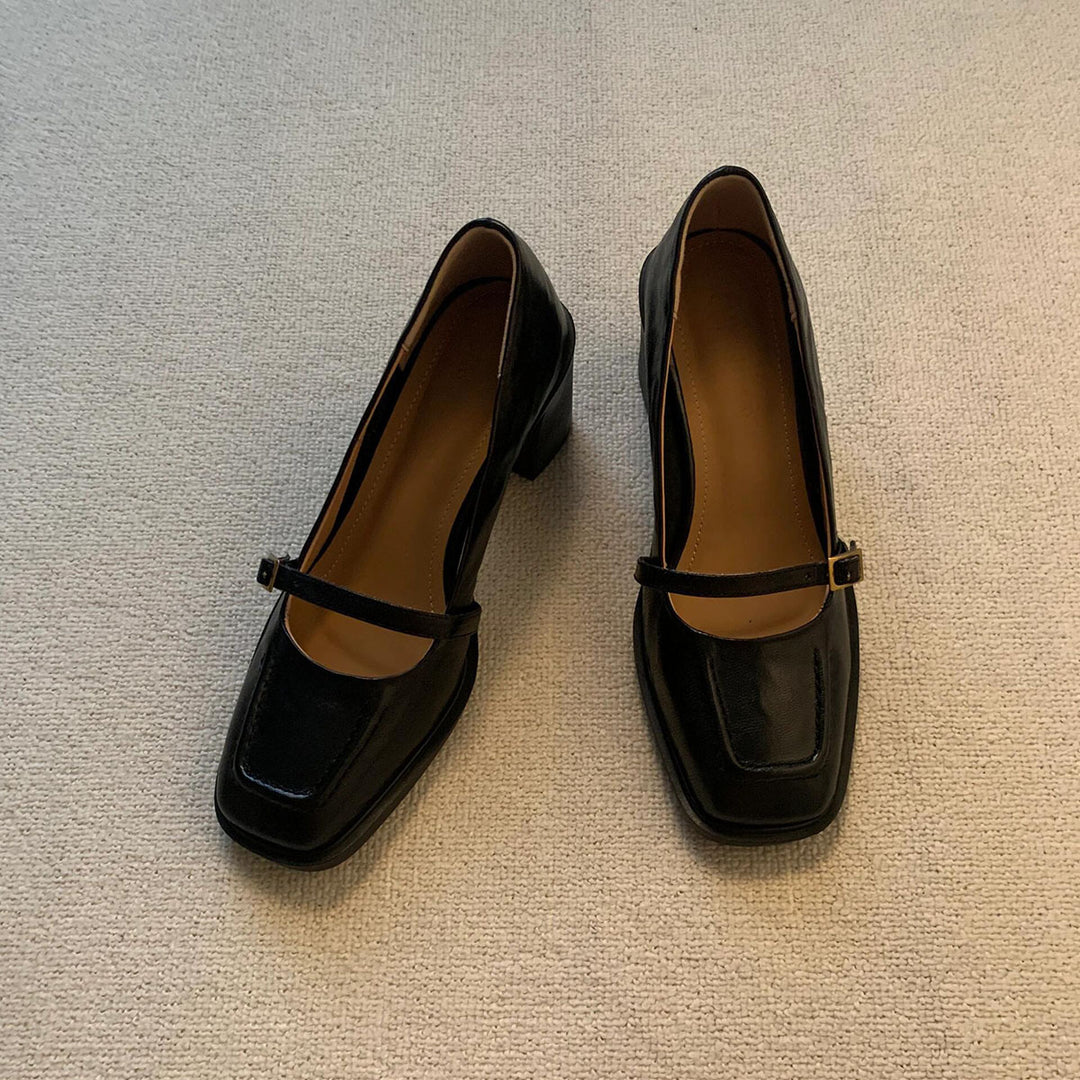 Kvinder Chunky Heel Mary Jane Pumps med justerbar rem Stilla