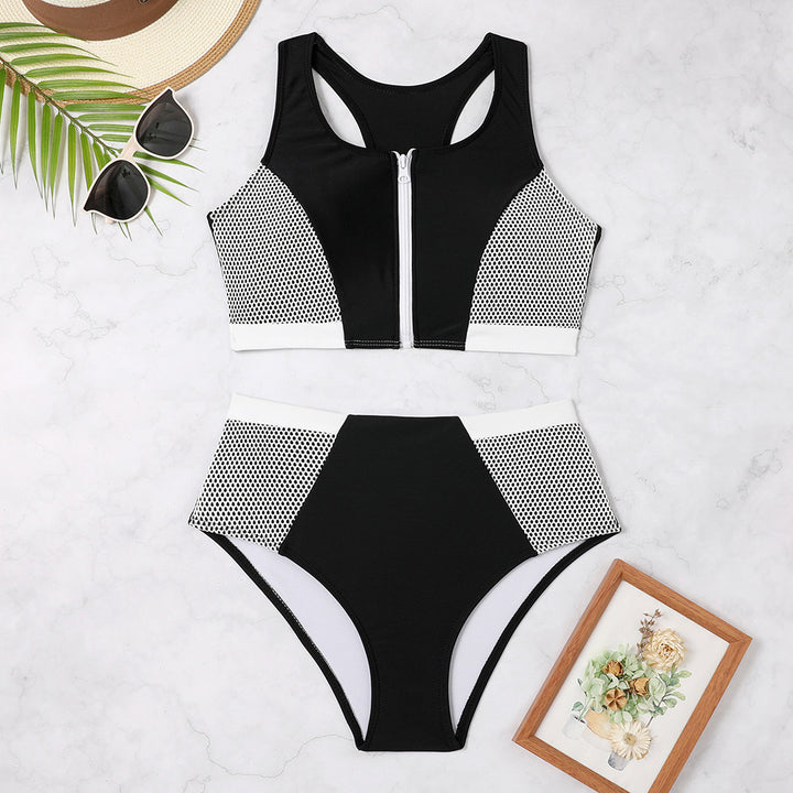 Dame Sport-Bikini-Sæt med åndbart mesh og moderne lynlås Stilla