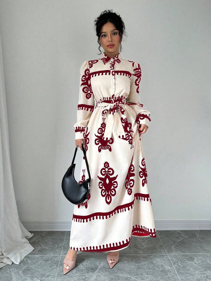 Damer Elegant Skjortebluskjole Maxi Stilla