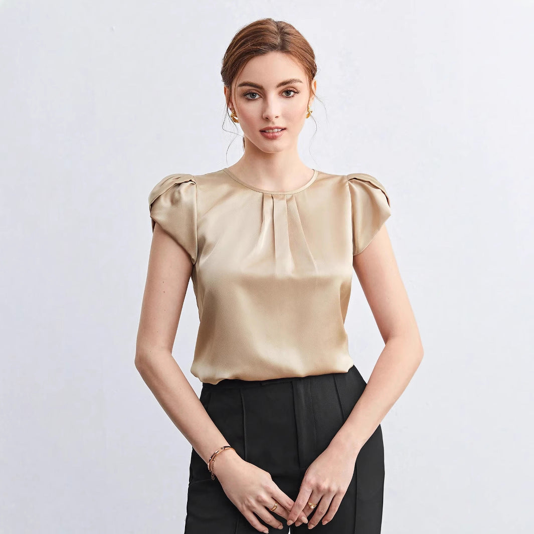 Damer elegant bluse med strukturerede puffærmer Skovae