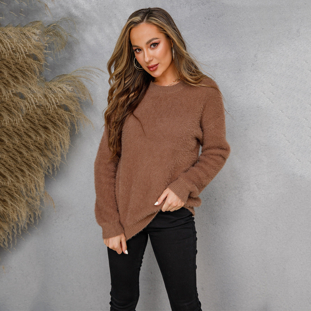 Dame blød strik pullover med moderne snit Stilla