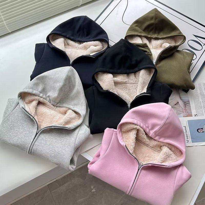 Kvinders hyggelige og varme hoodie jakke med fleeceforing Stilla