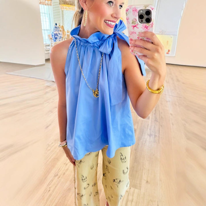 Dame trendy top med sløjfeaccent Stilla