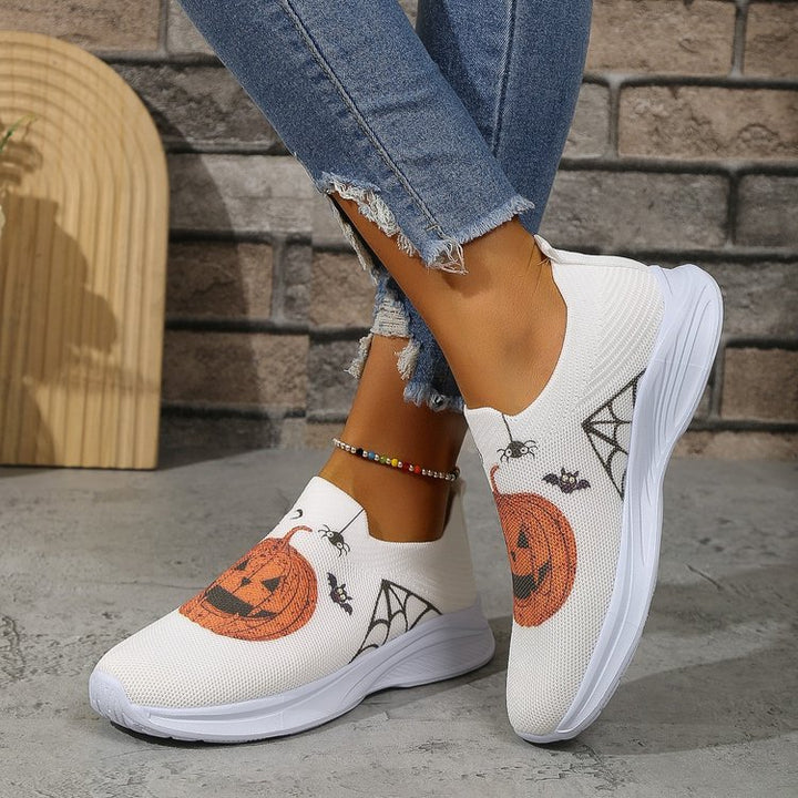 Dame Slip-On Sneakers med Halloween-motiv og åndbart design Stilla
