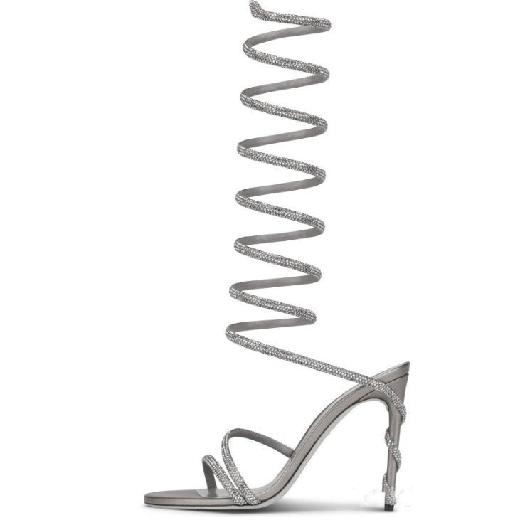 Femme Stiletto Høje Hæle Sandaler med Krystaludsmykning Stilla