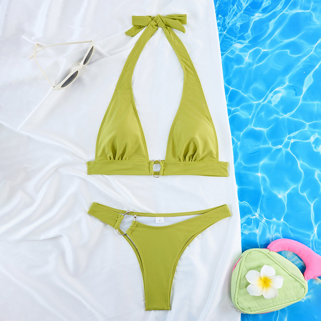 Femme High-Cut Triangle Bikini Sæt med Ringdetalje Stilla