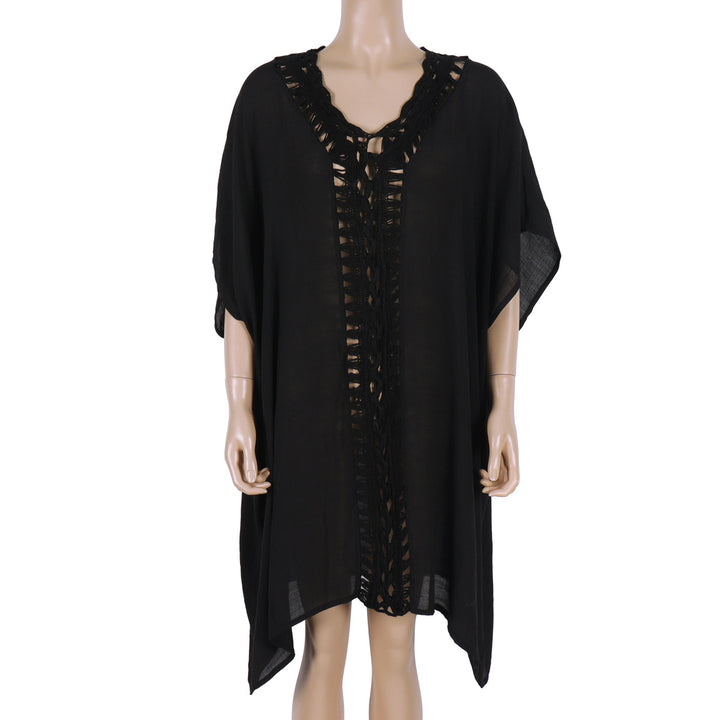 Dame kaftan med snit og dekorativ spidsudsmykning Stilla
