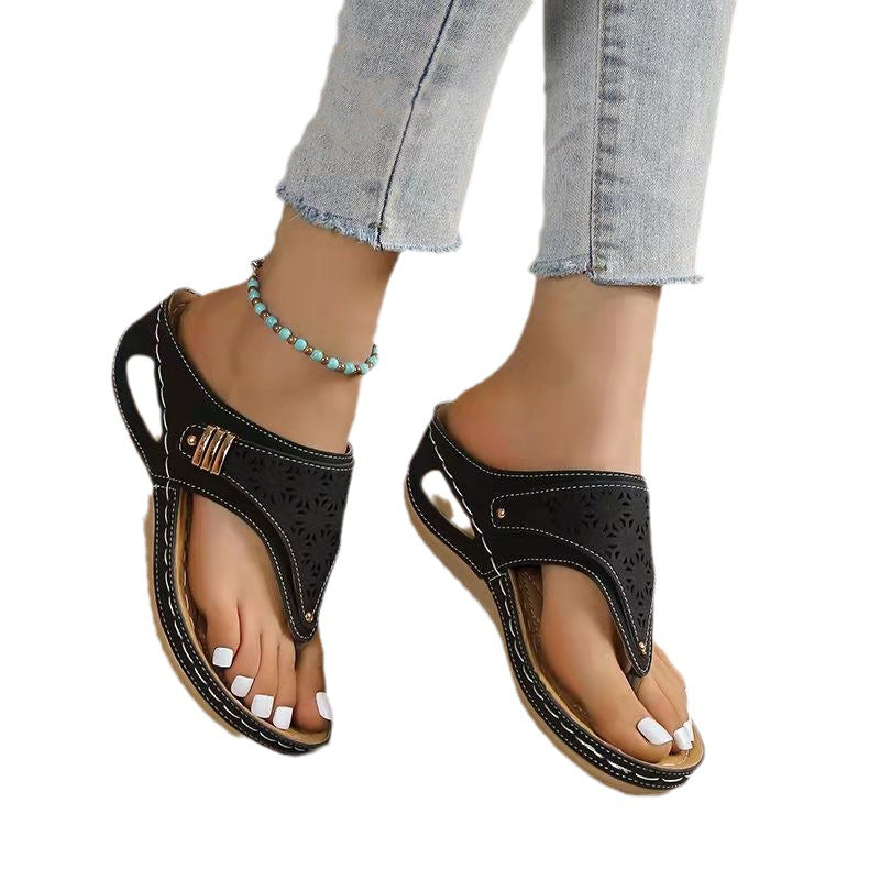 Dame nan ergonomiske ortopædiske toe-post-sandaler med polstret sål Skovae