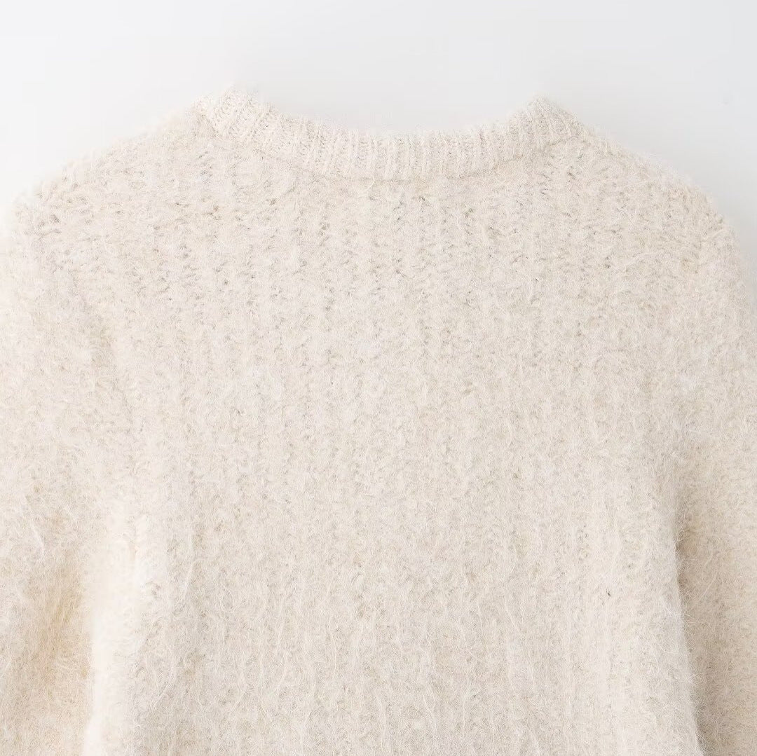 Femme Elegant strik cardigan med sløjfedetalje Stilla