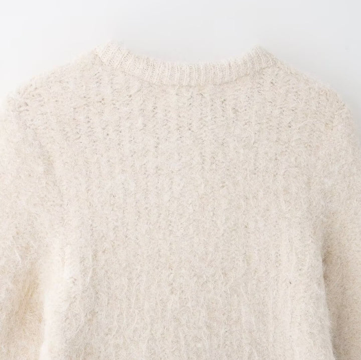 Femme Elegant strik cardigan med sløjfedetalje Stilla